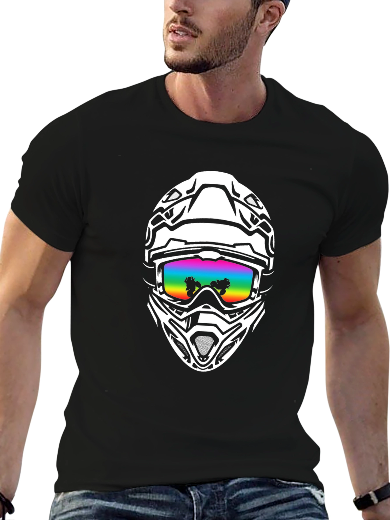 Black Helmet Graphic Tee - Ride in Style!