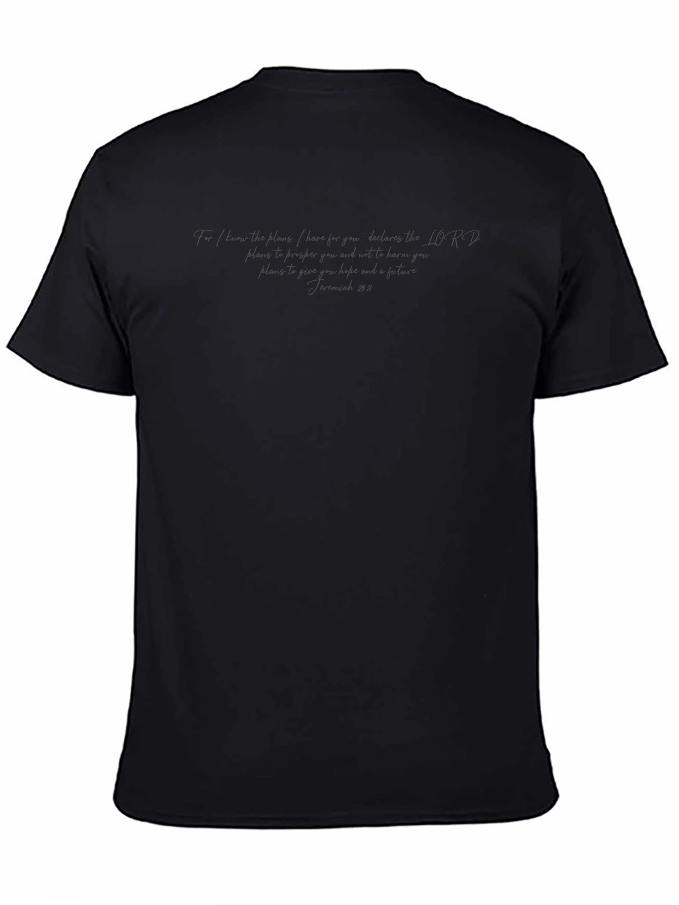Mens Black Crew Neck T-Shirt with Subtle Print