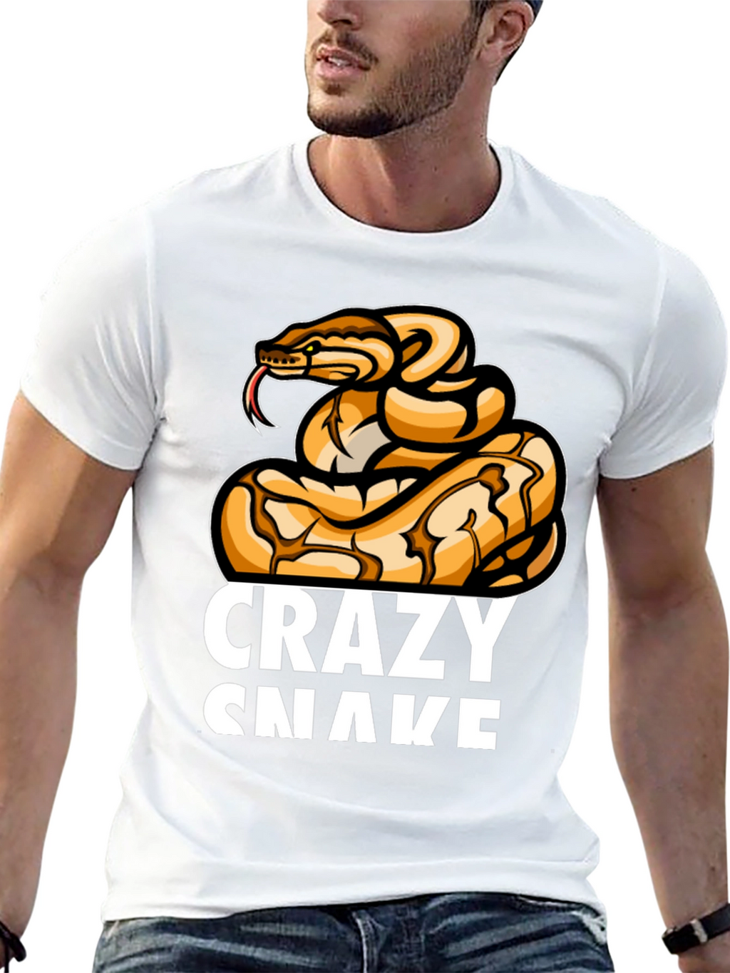 Crazy Snake Graphic T-Shirt - Black
