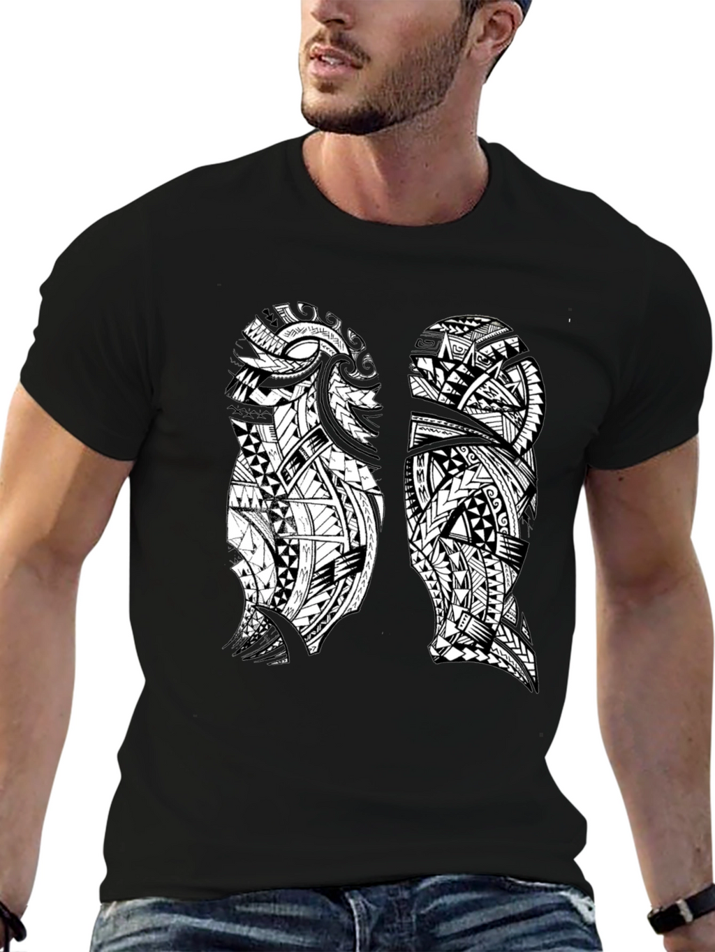 Tribal Lungs Graphic T-Shirt - Black