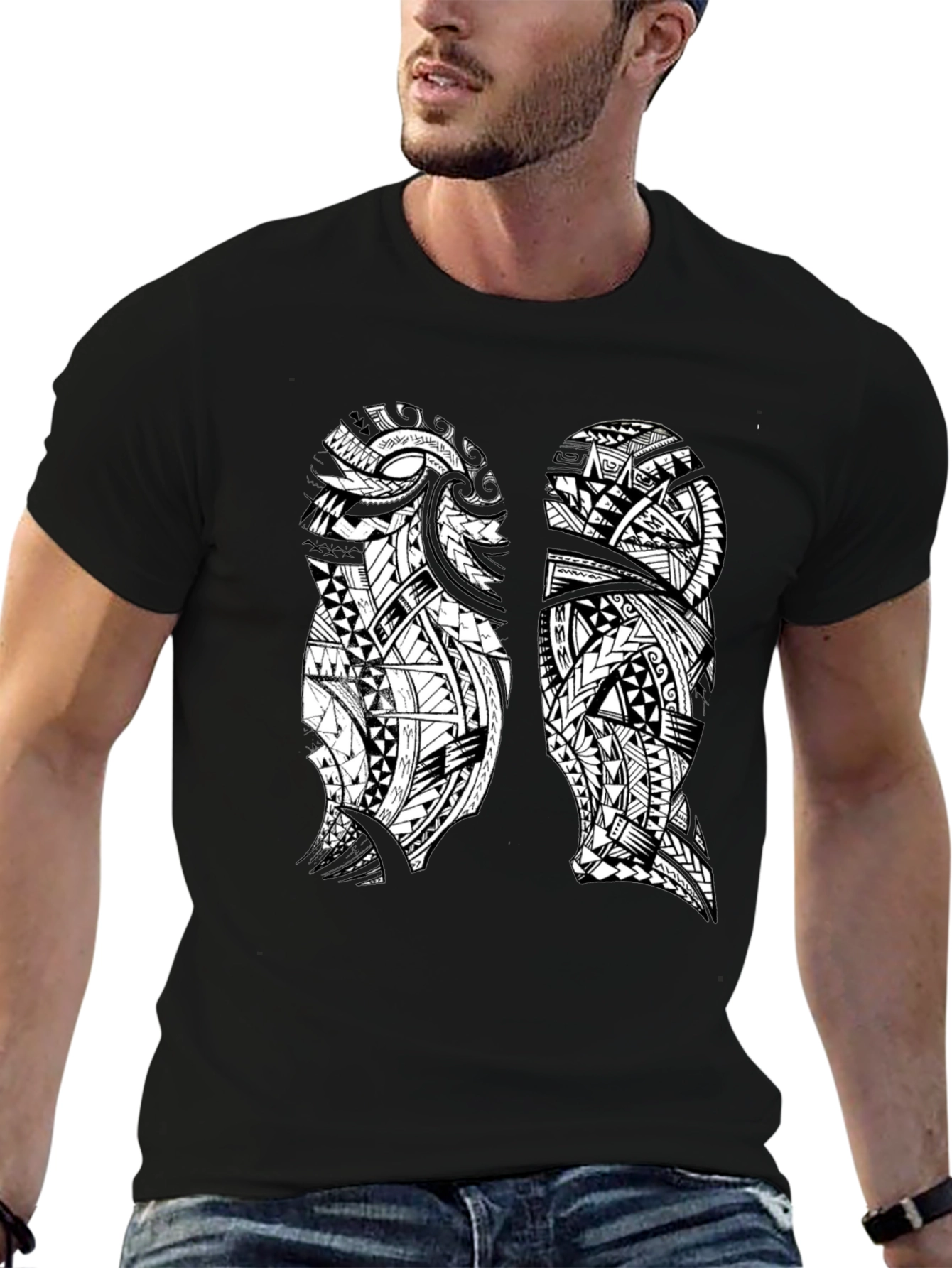 Tribal Lungs Graphic T-Shirt - Black