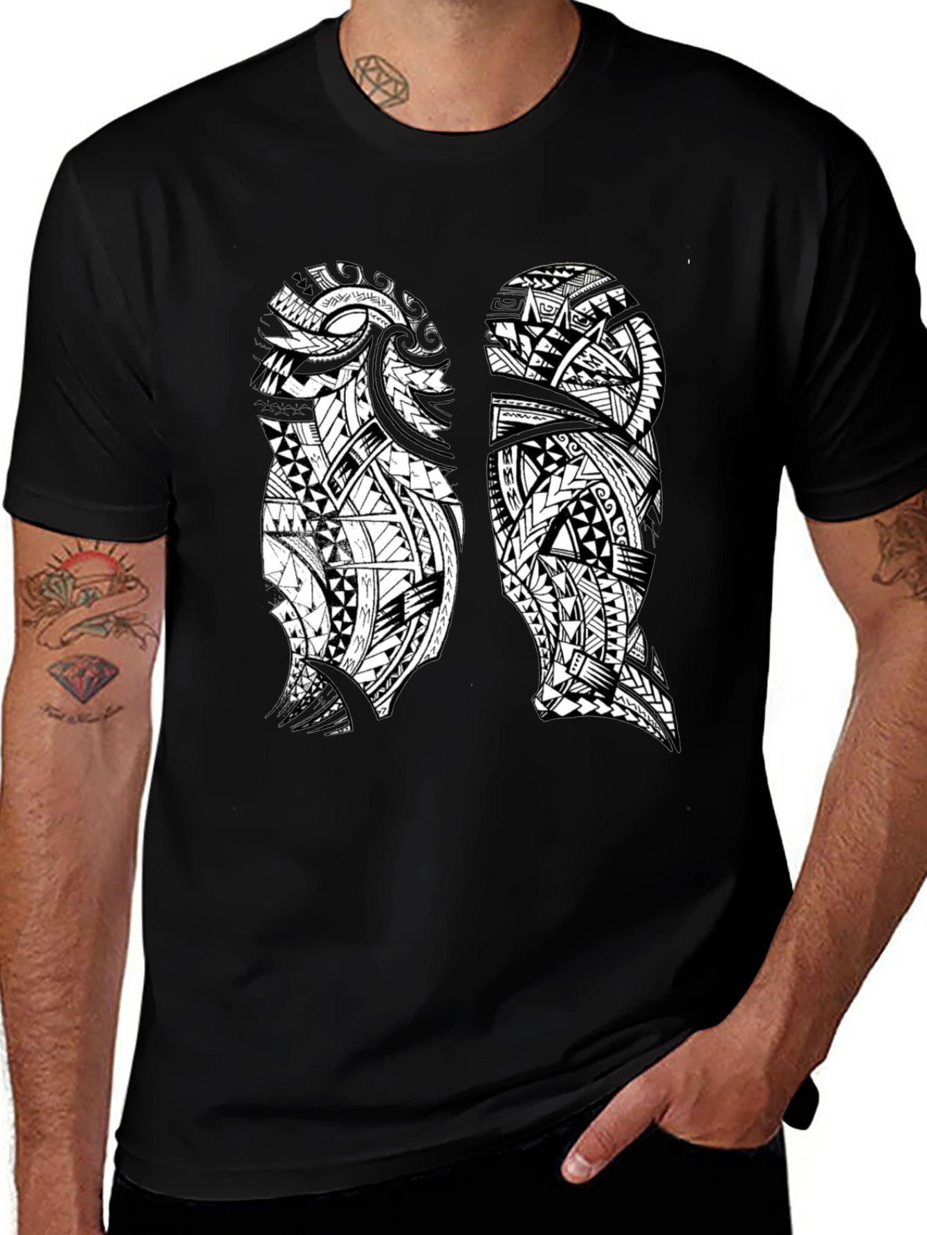 Tribal Lungs Graphic T-Shirt - Black