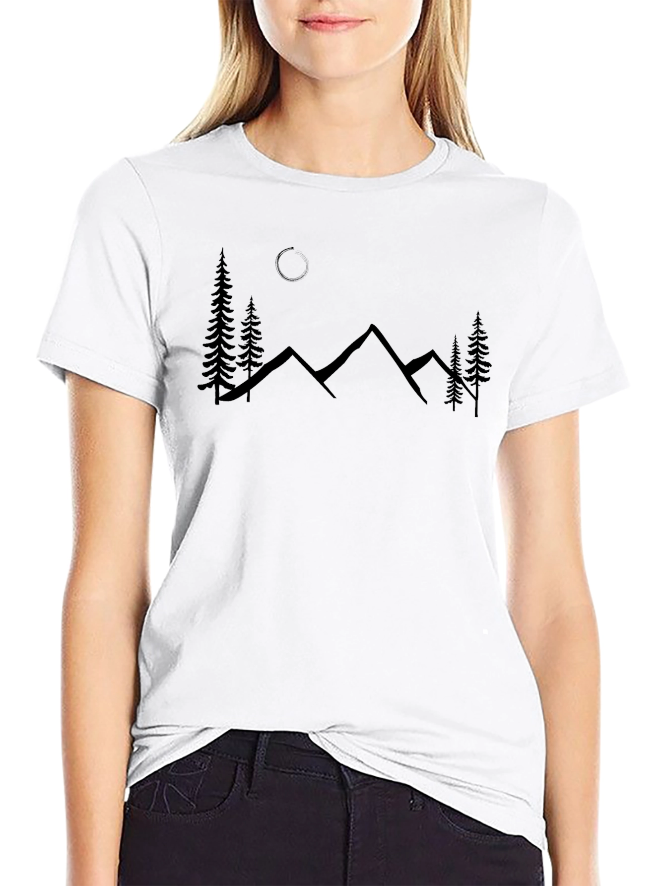Mountain Scene Graphic Tee - Black