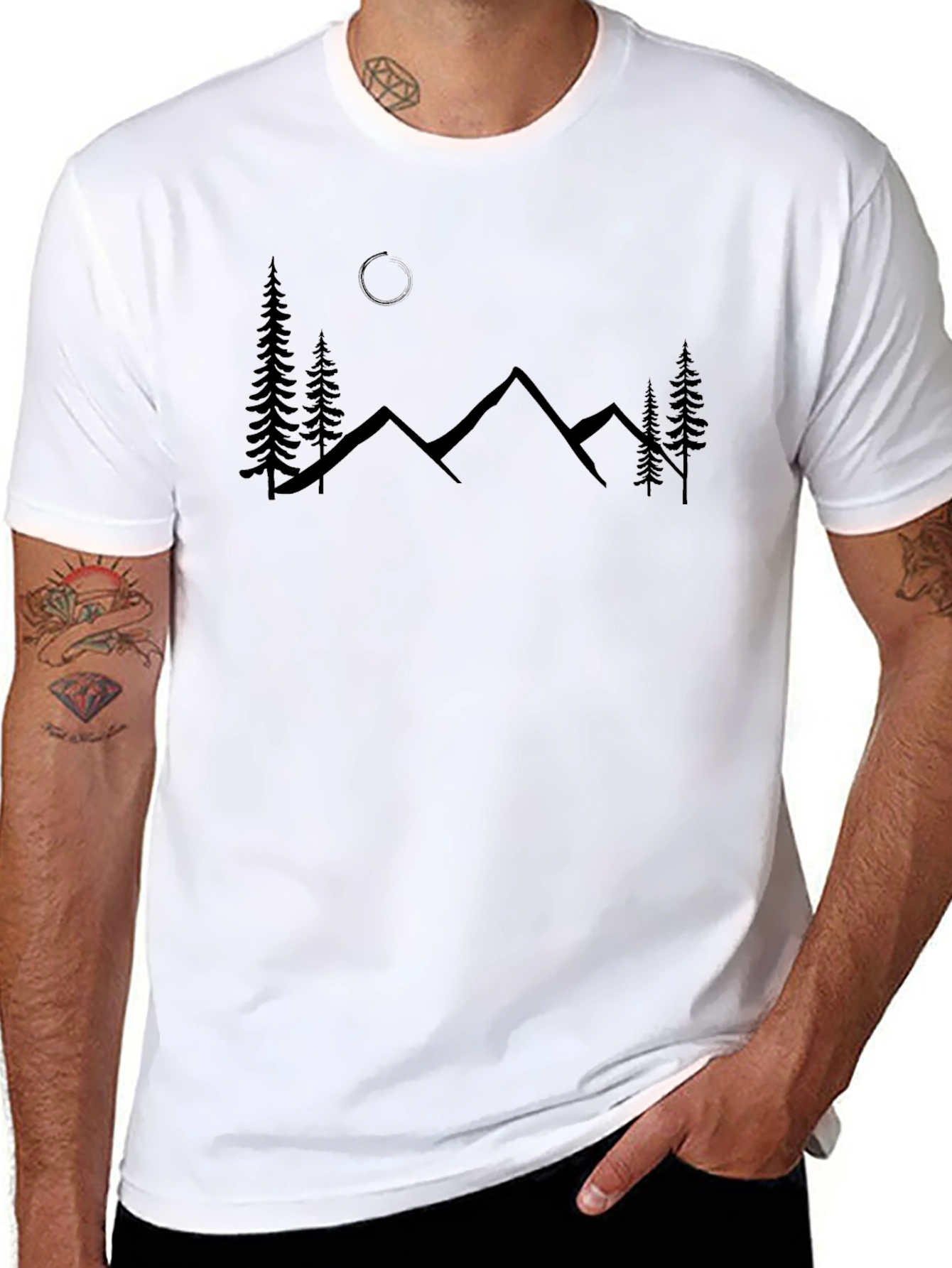 Mountain Scene Graphic Tee - Black
