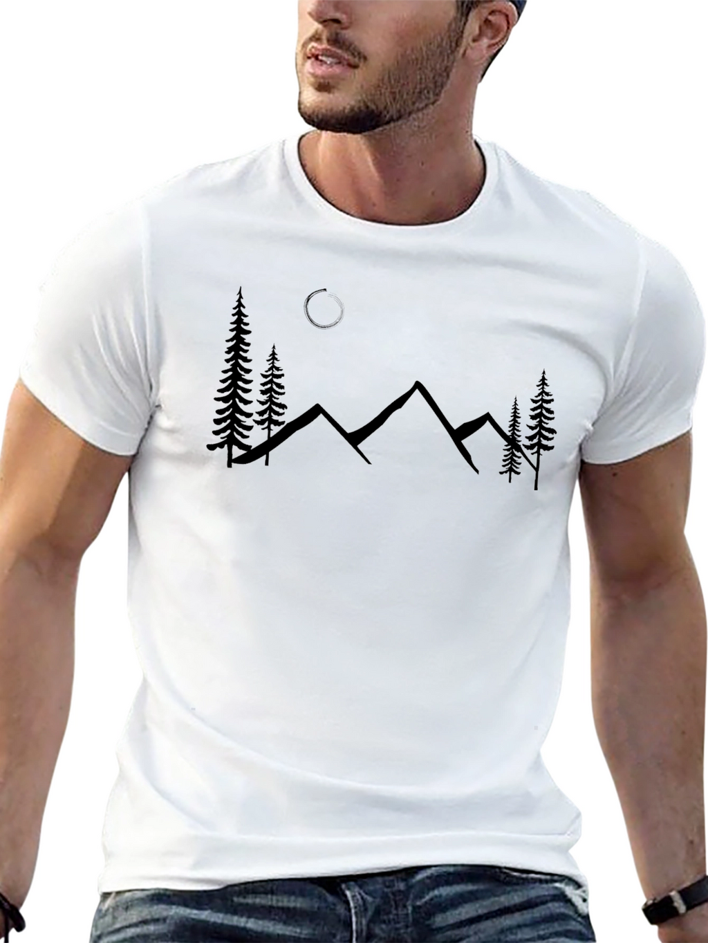 Mountain Scene Graphic Tee - Black
