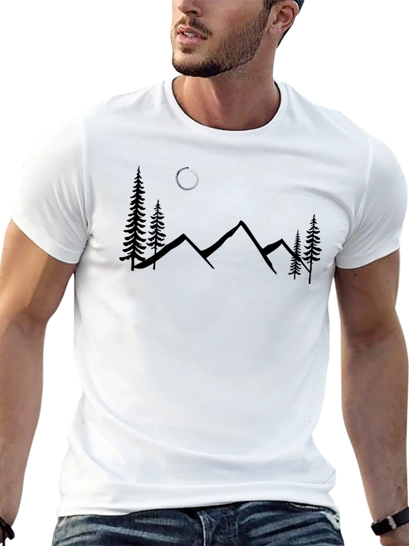 Mountain Scene Graphic Tee - Black