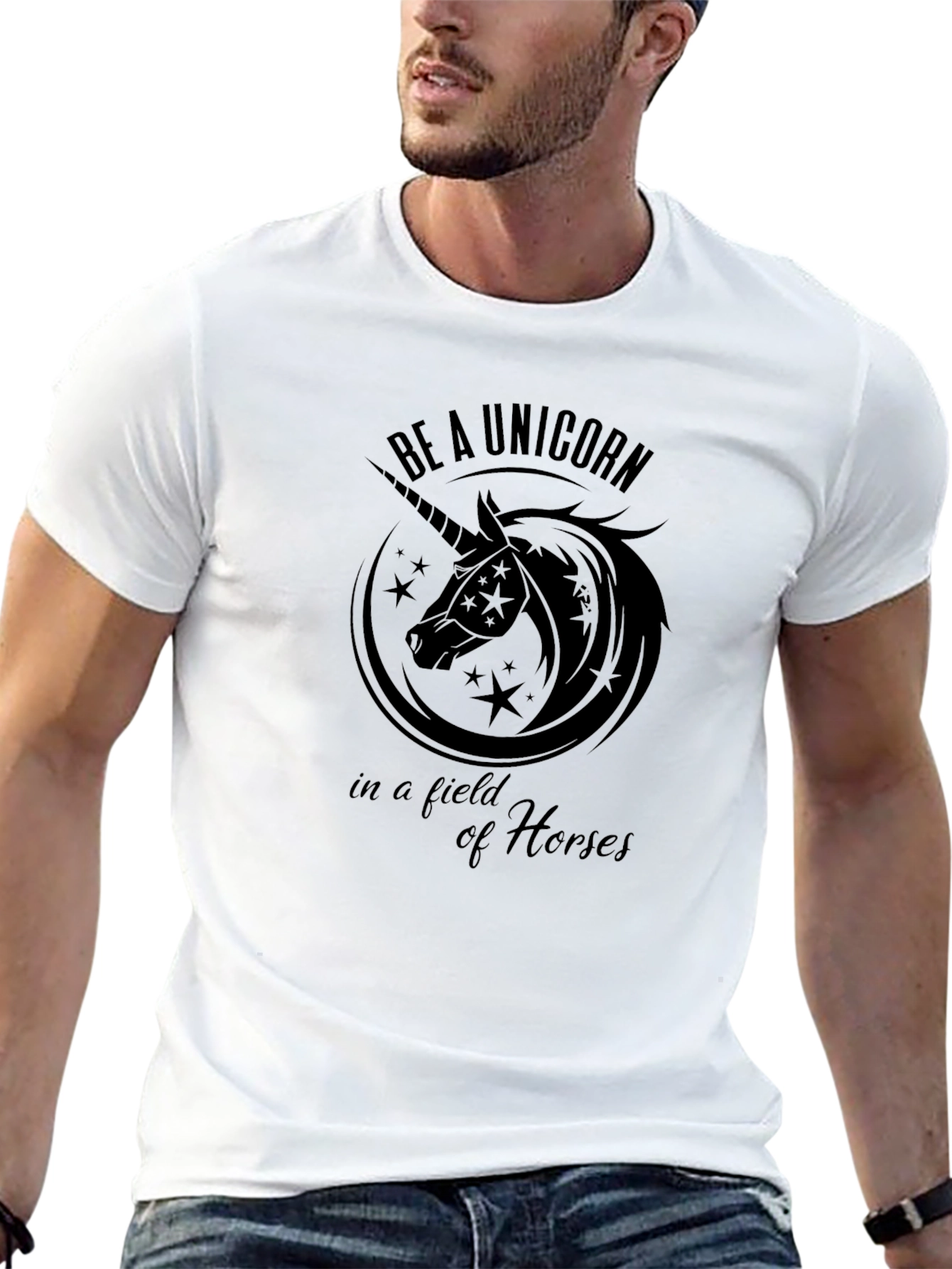 Be A Unicorn Black Graphic T-Shirt