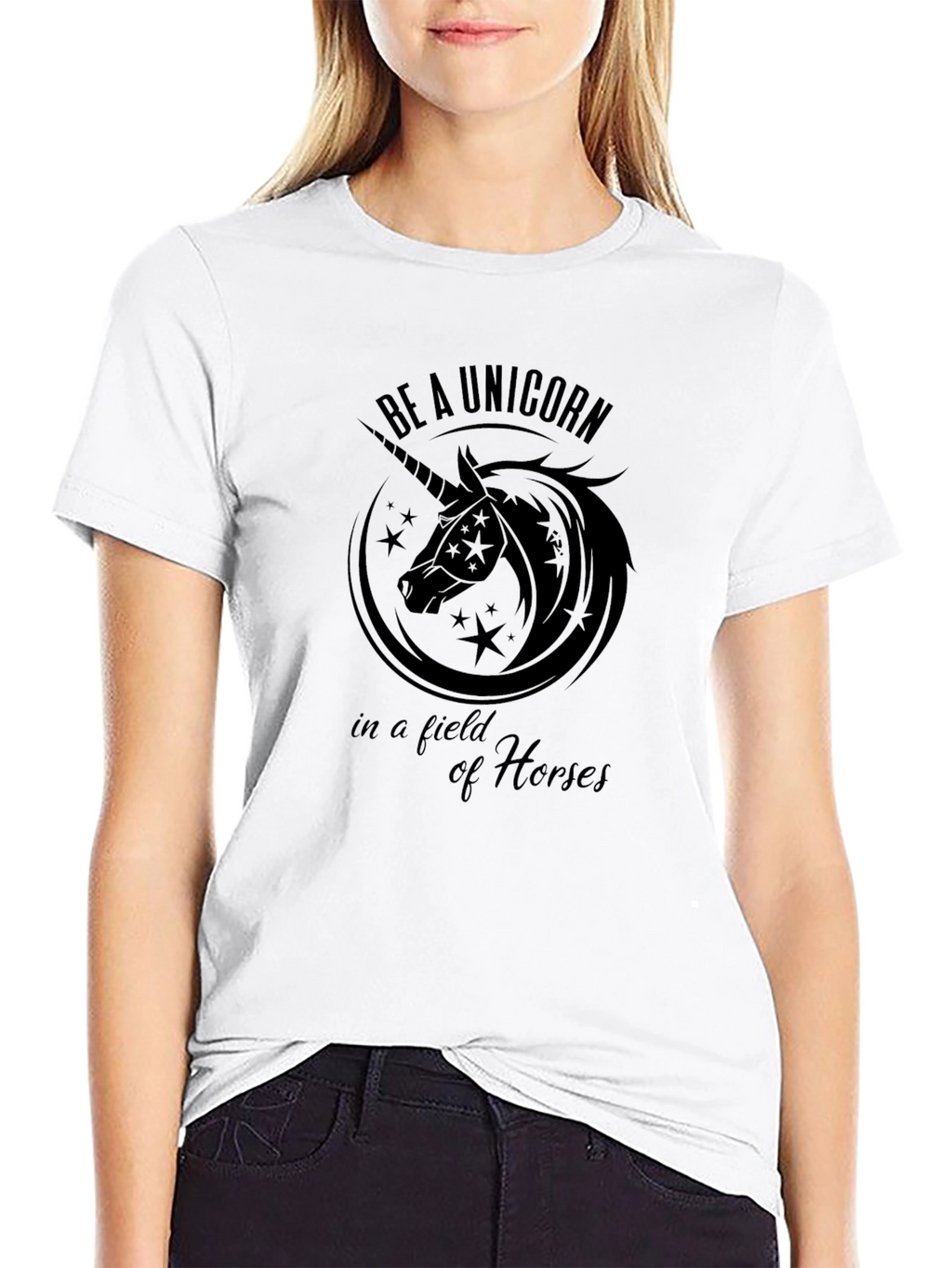 Be A Unicorn Black Graphic T-Shirt