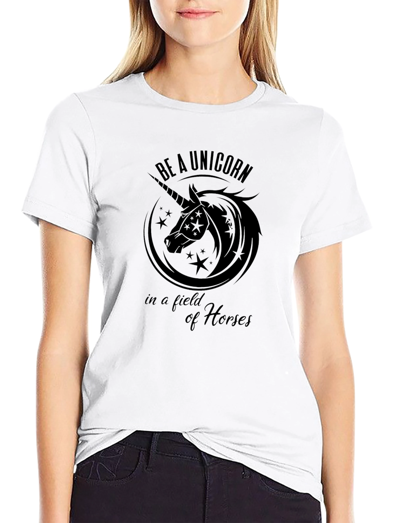 Be A Unicorn Black Graphic T-Shirt