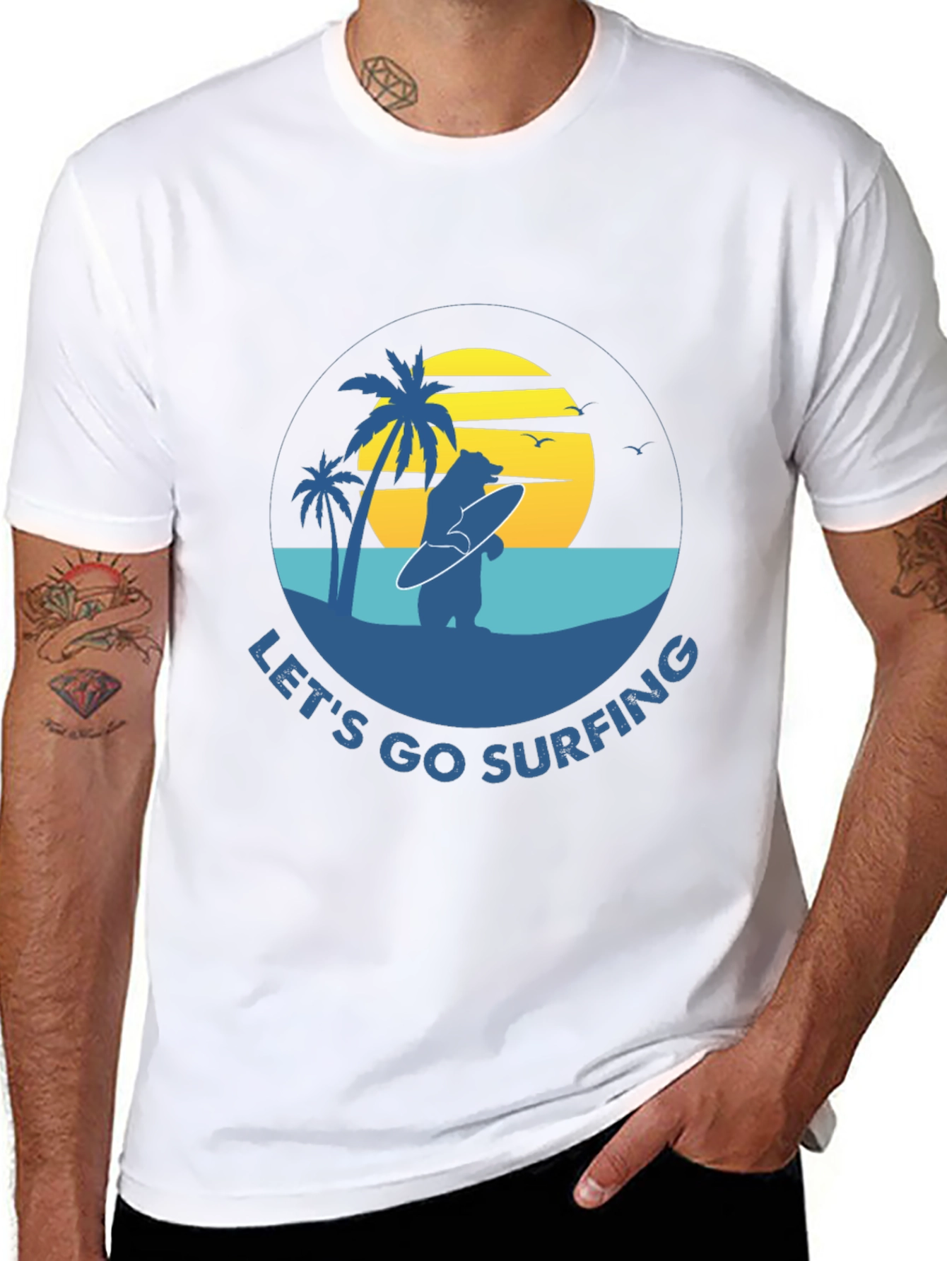 Lets Go Surfing T-Shirt - Bear Graphic Tee