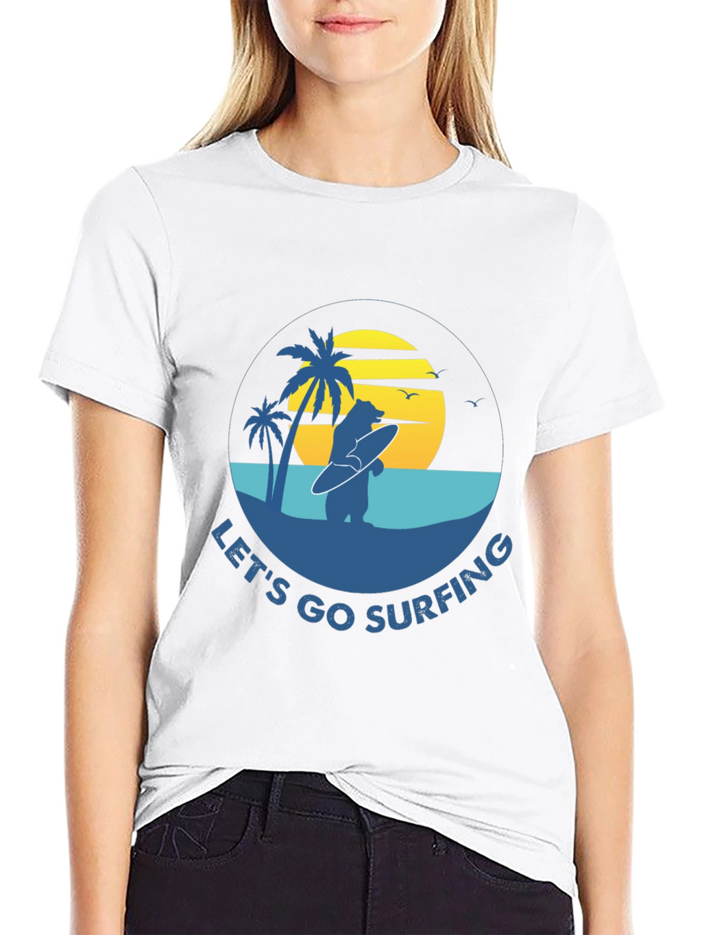 Lets Go Surfing T-Shirt - Bear Graphic Tee