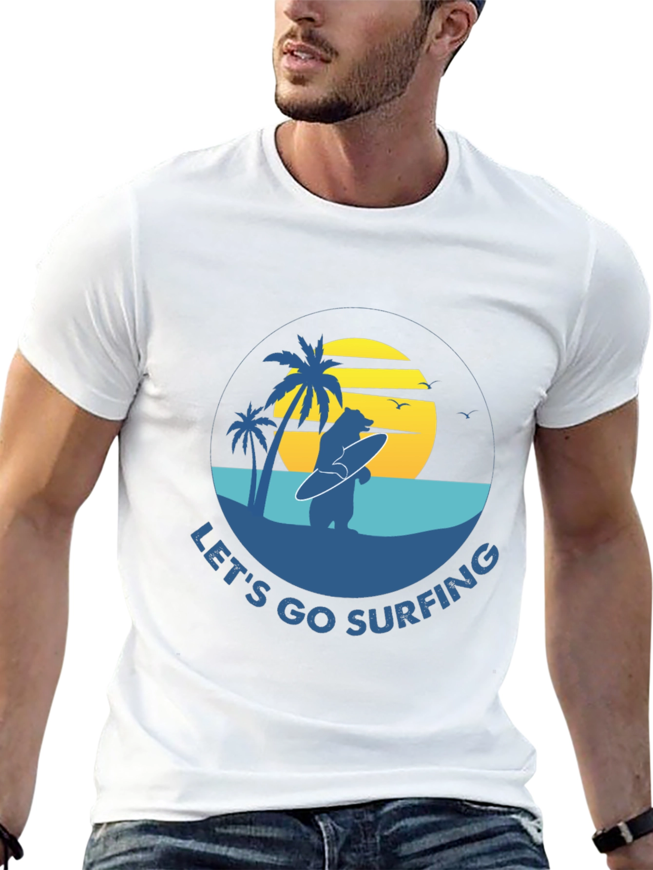 Lets Go Surfing T-Shirt - Bear Graphic Tee