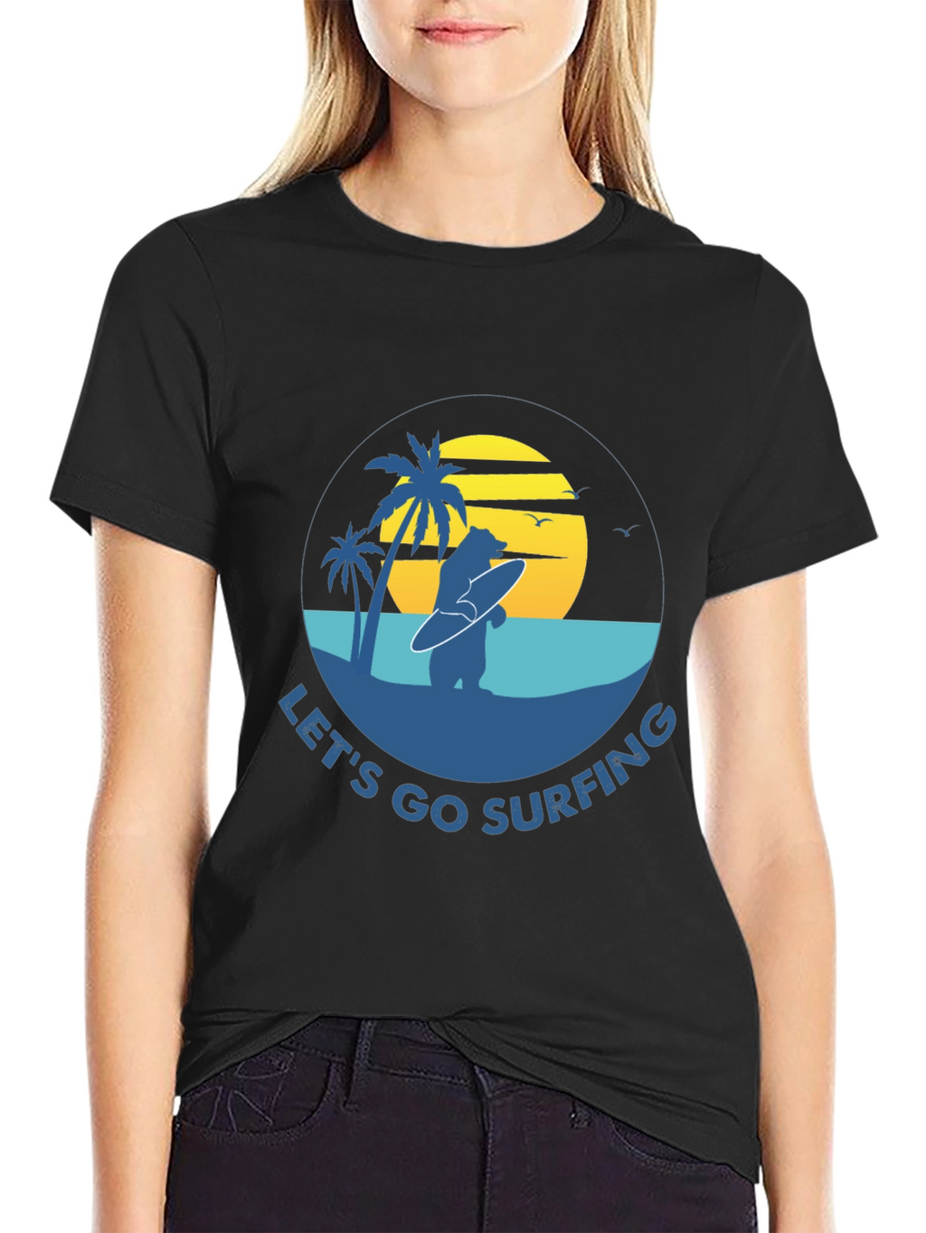 Lets Go Surfing T-Shirt - Bear Graphic Tee