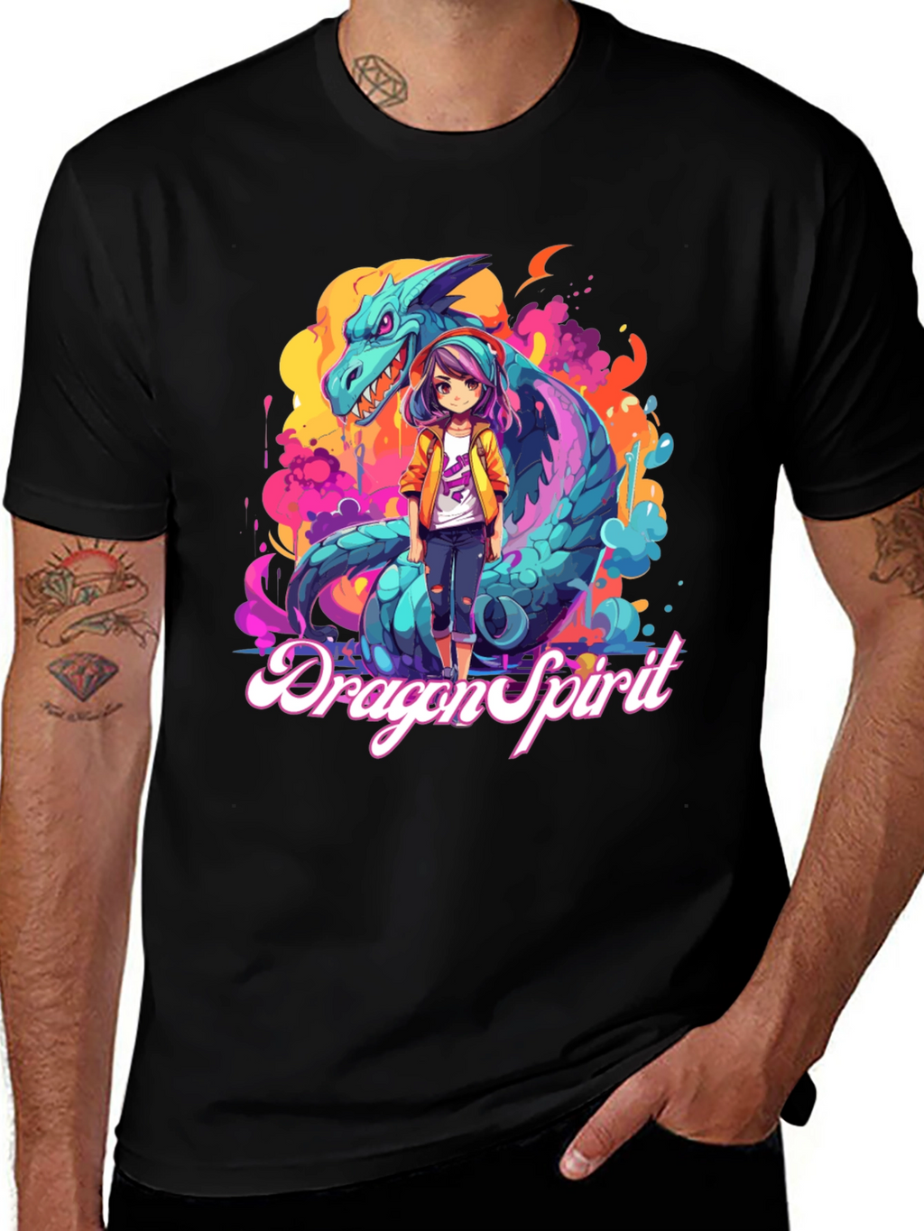 Dragon Spirit Graphic Tee - Anime Style