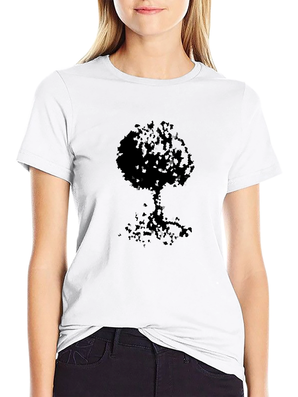 Modern Tree Silhouette Black T-Shirt