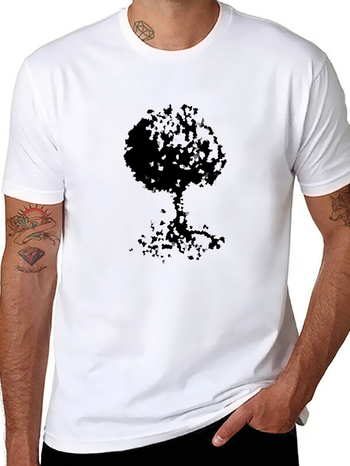 Modern Tree Silhouette Black T-Shirt