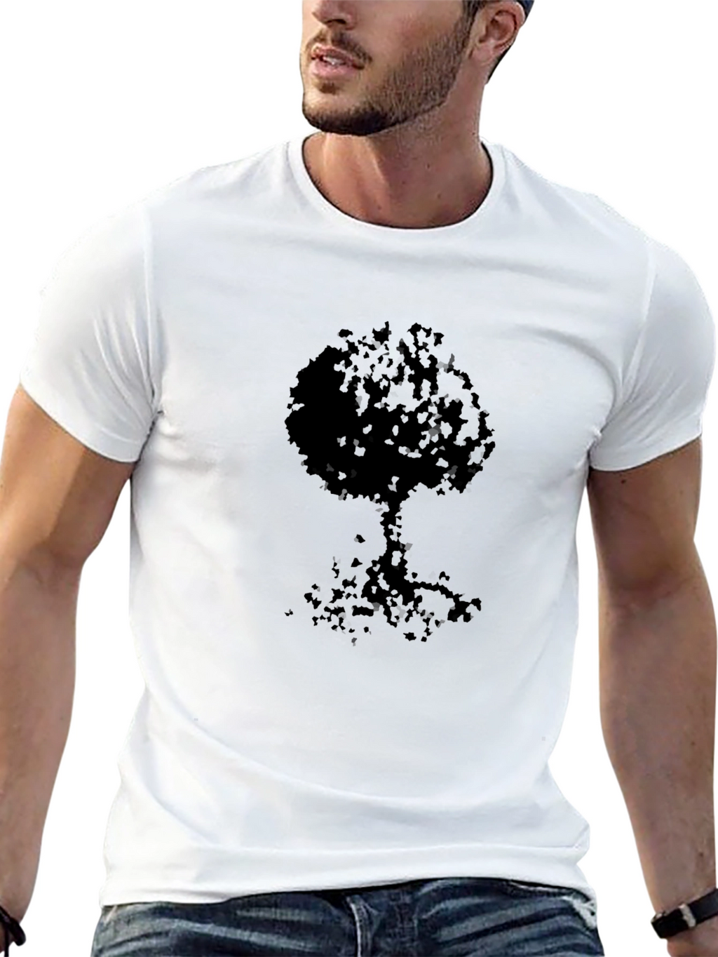 Modern Tree Silhouette Black T-Shirt