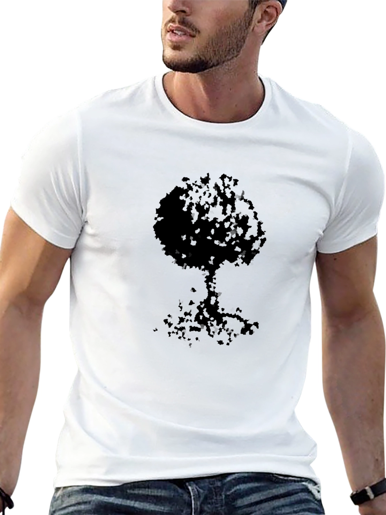 Modern Tree Silhouette Black T-Shirt