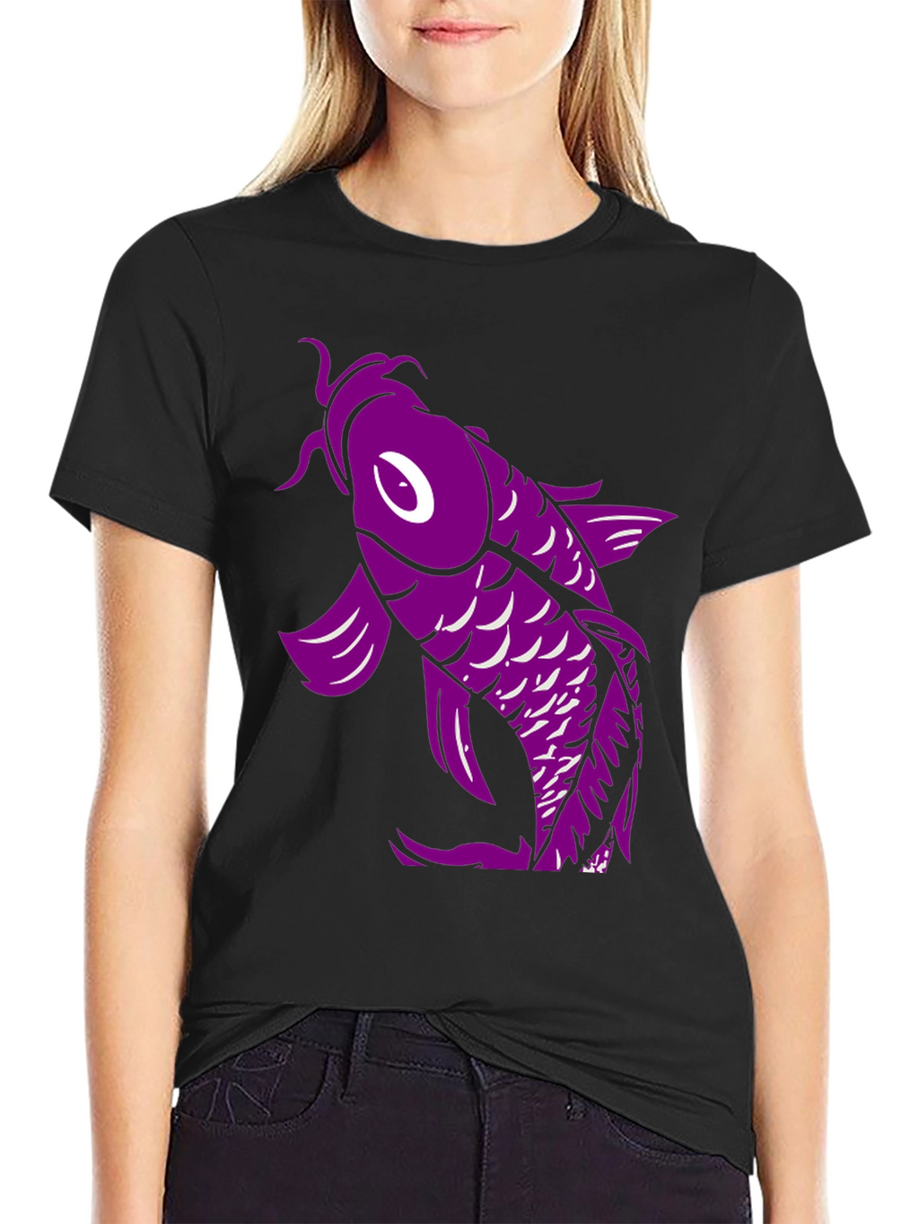 Koi Fish Graphic T-Shirt - Black