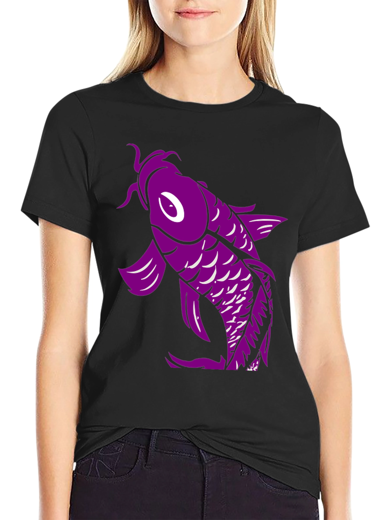 Koi Fish Graphic T-Shirt - Black