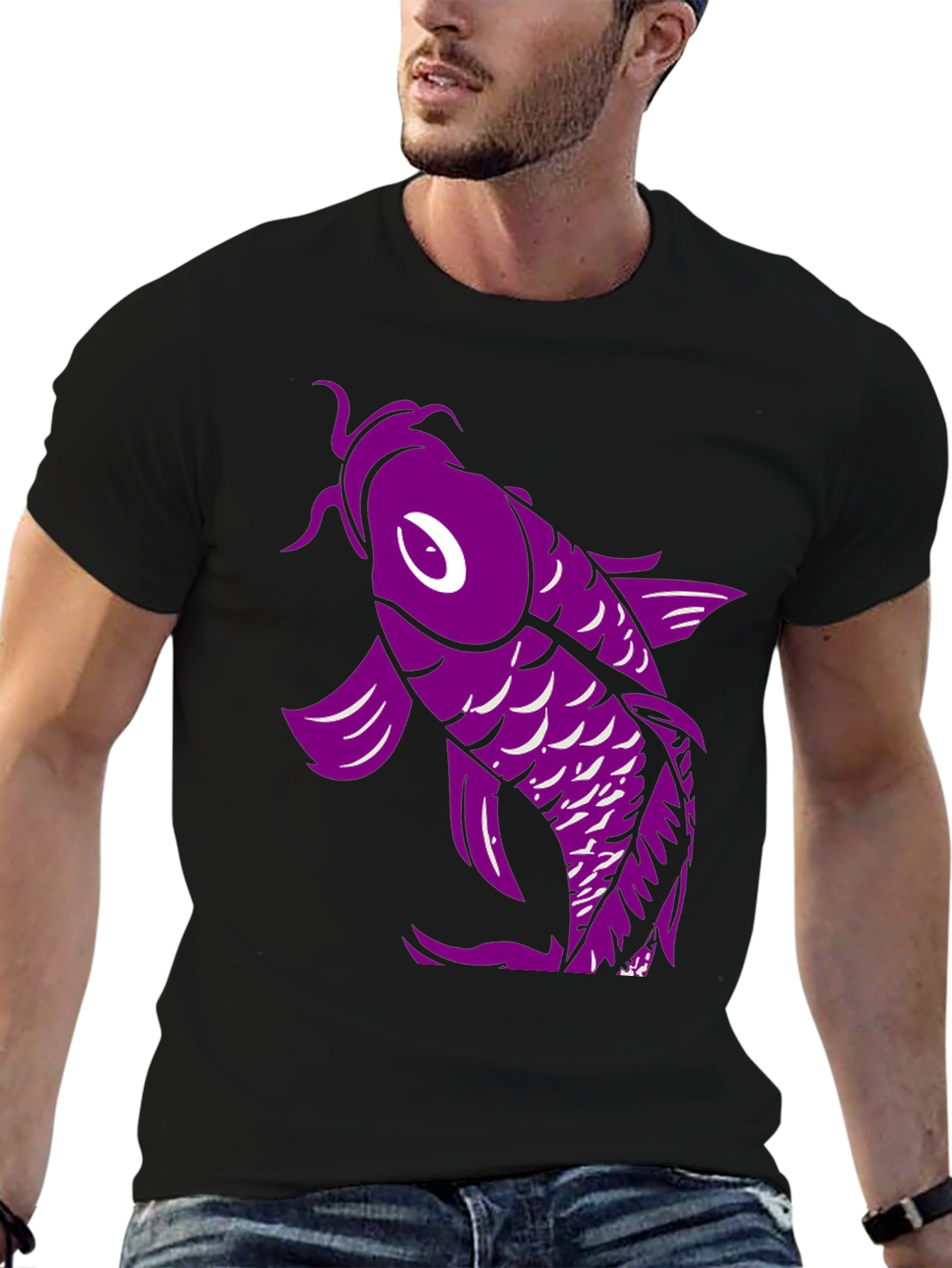 Koi Fish Graphic T-Shirt - Black