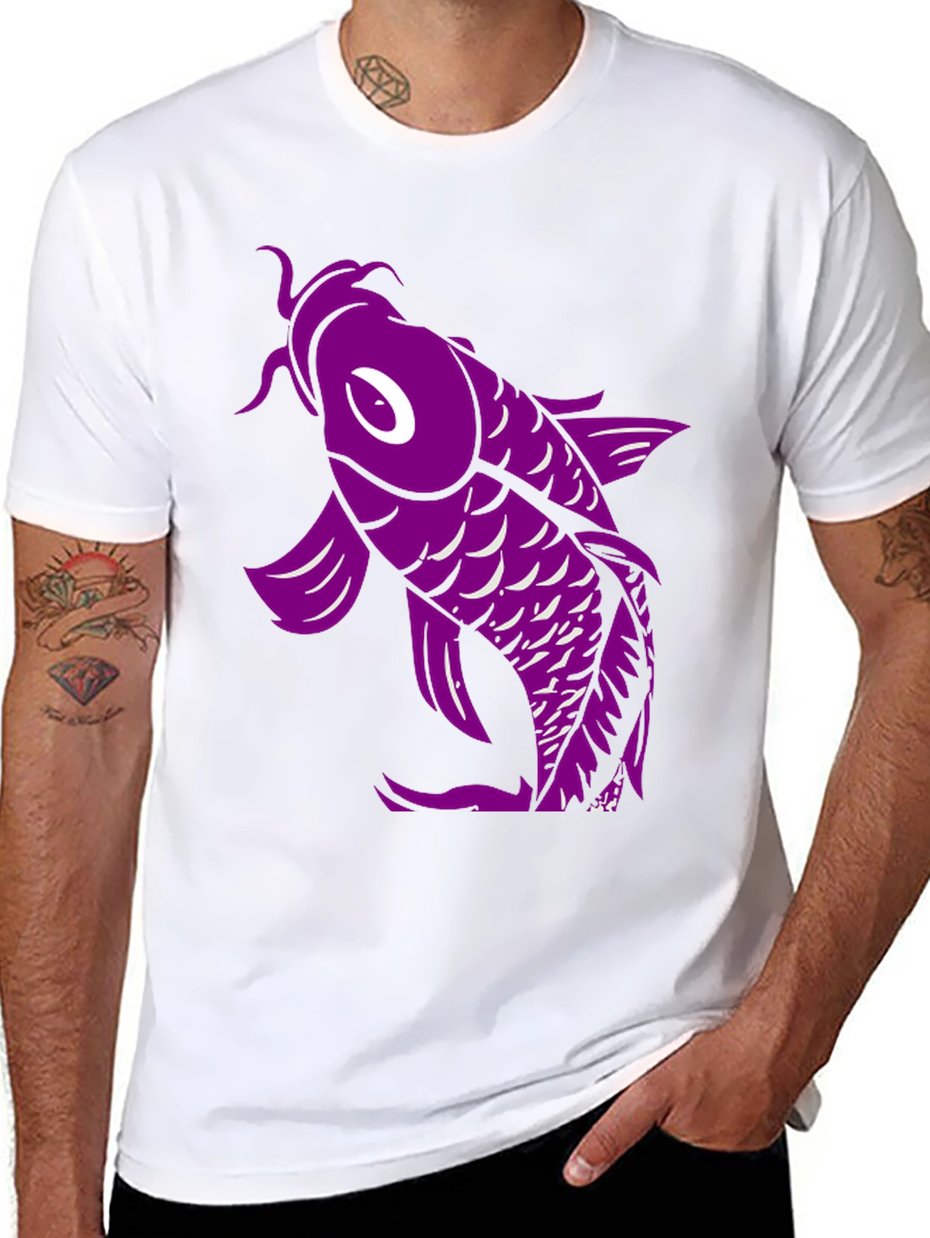 Koi Fish Graphic T-Shirt - Black