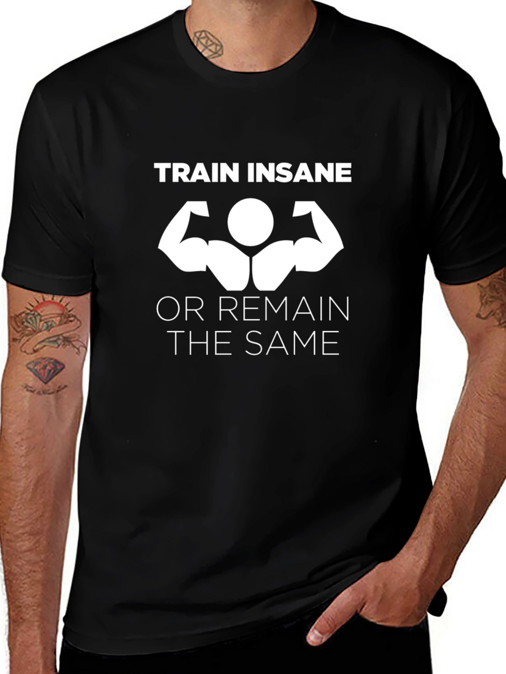 Train Insane Black Graphic Tee for Fitness Lovers