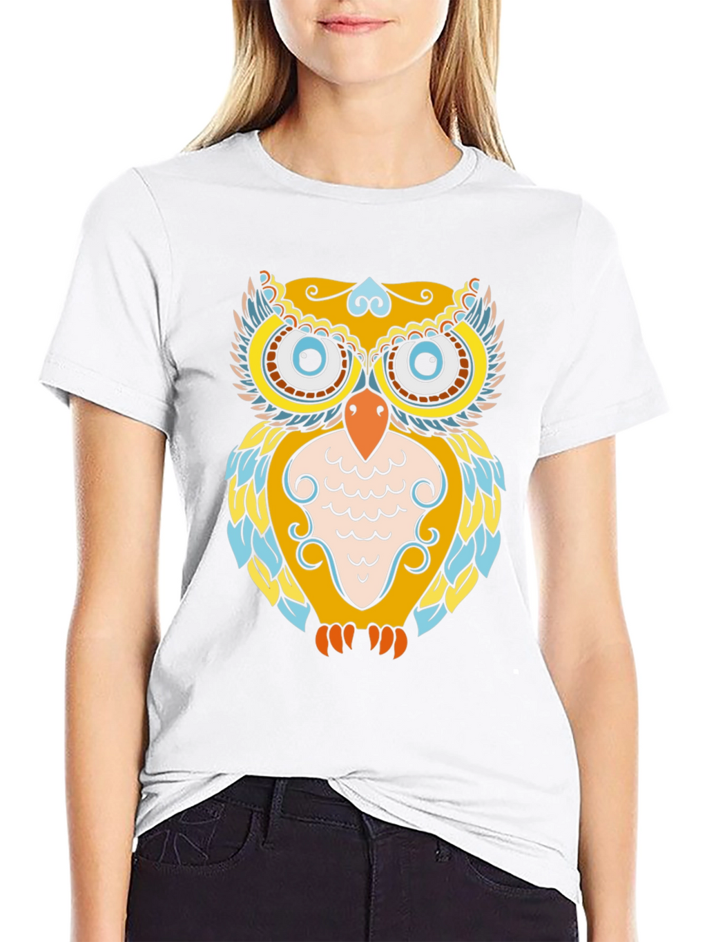 Owl Graphic Print Black T-Shirt