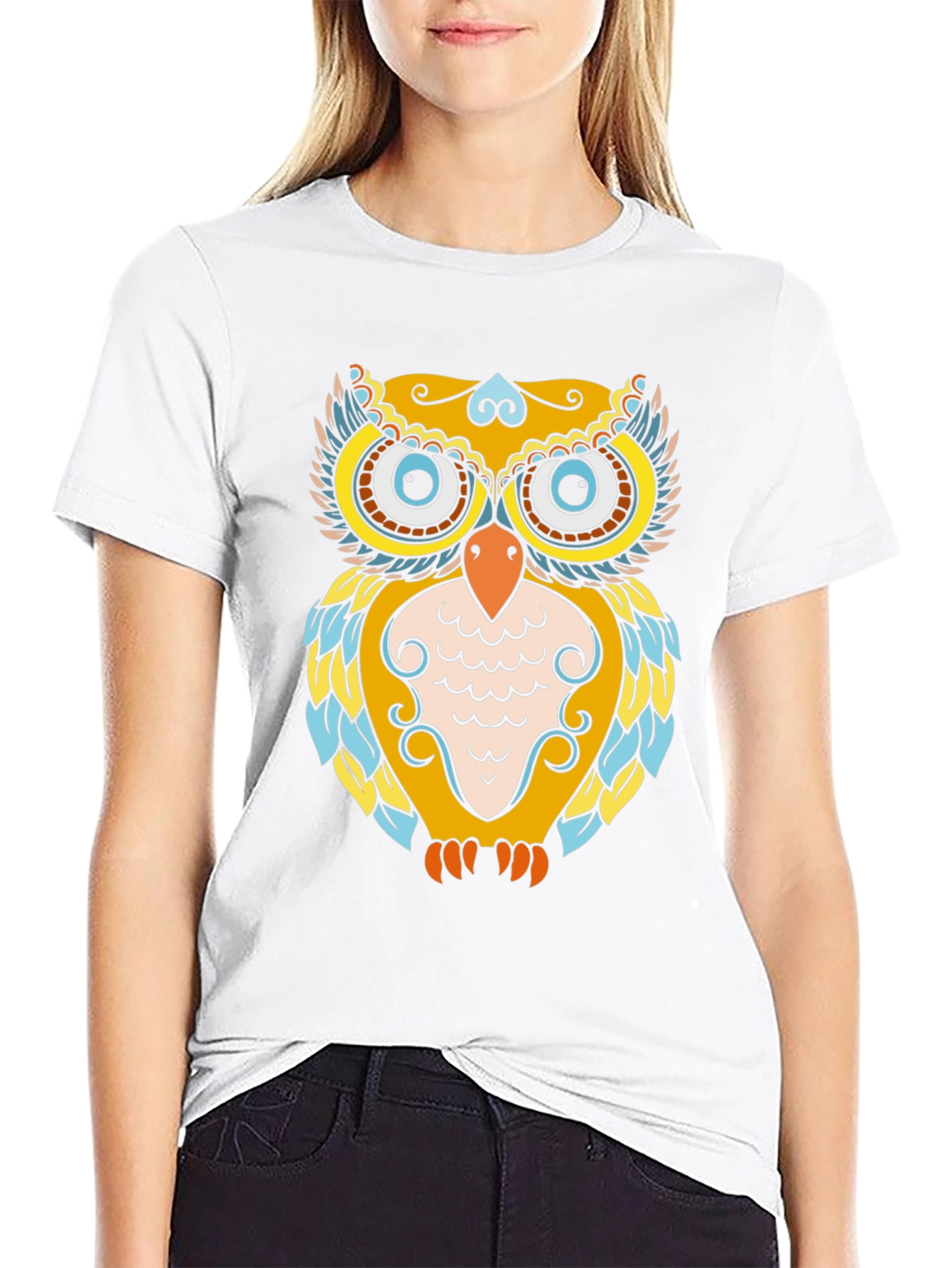 Owl Graphic Print Black T-Shirt