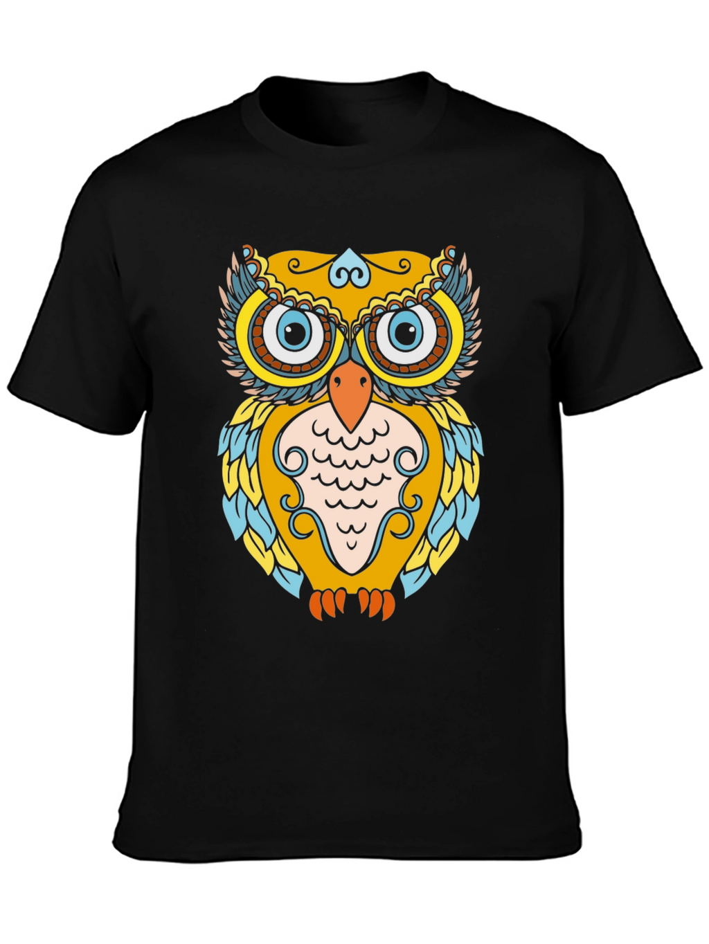 Owl Graphic Print Black T-Shirt