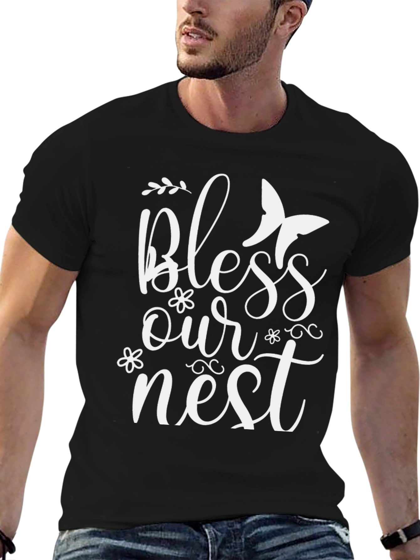 Bless Our Nest Graphic Tee - Stylish Black Shirt