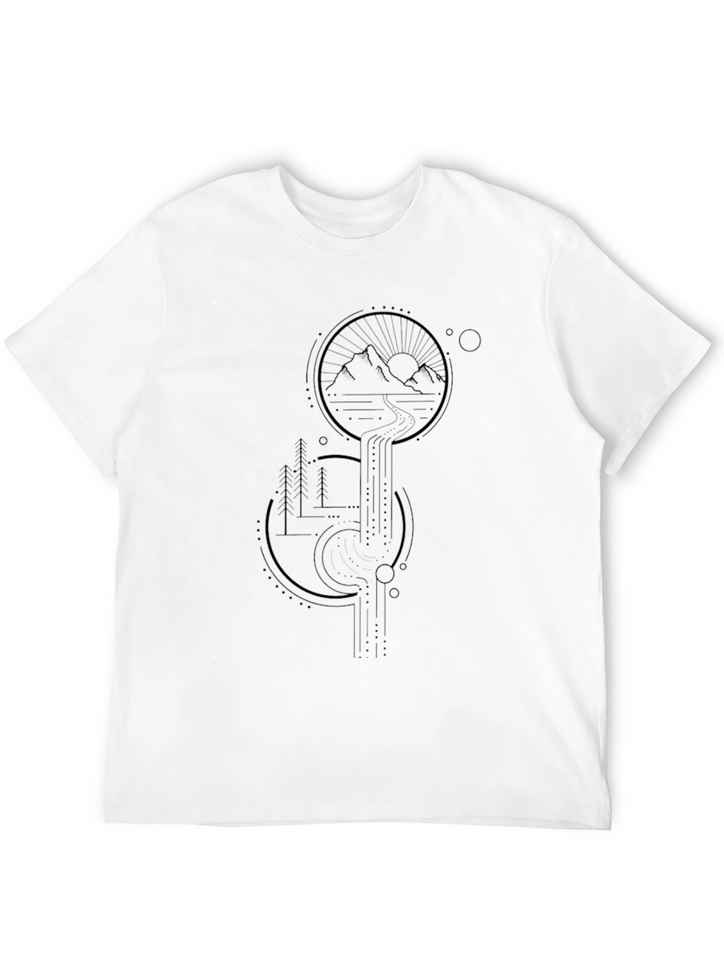 Geometric Mountainscape Black T-Shirt