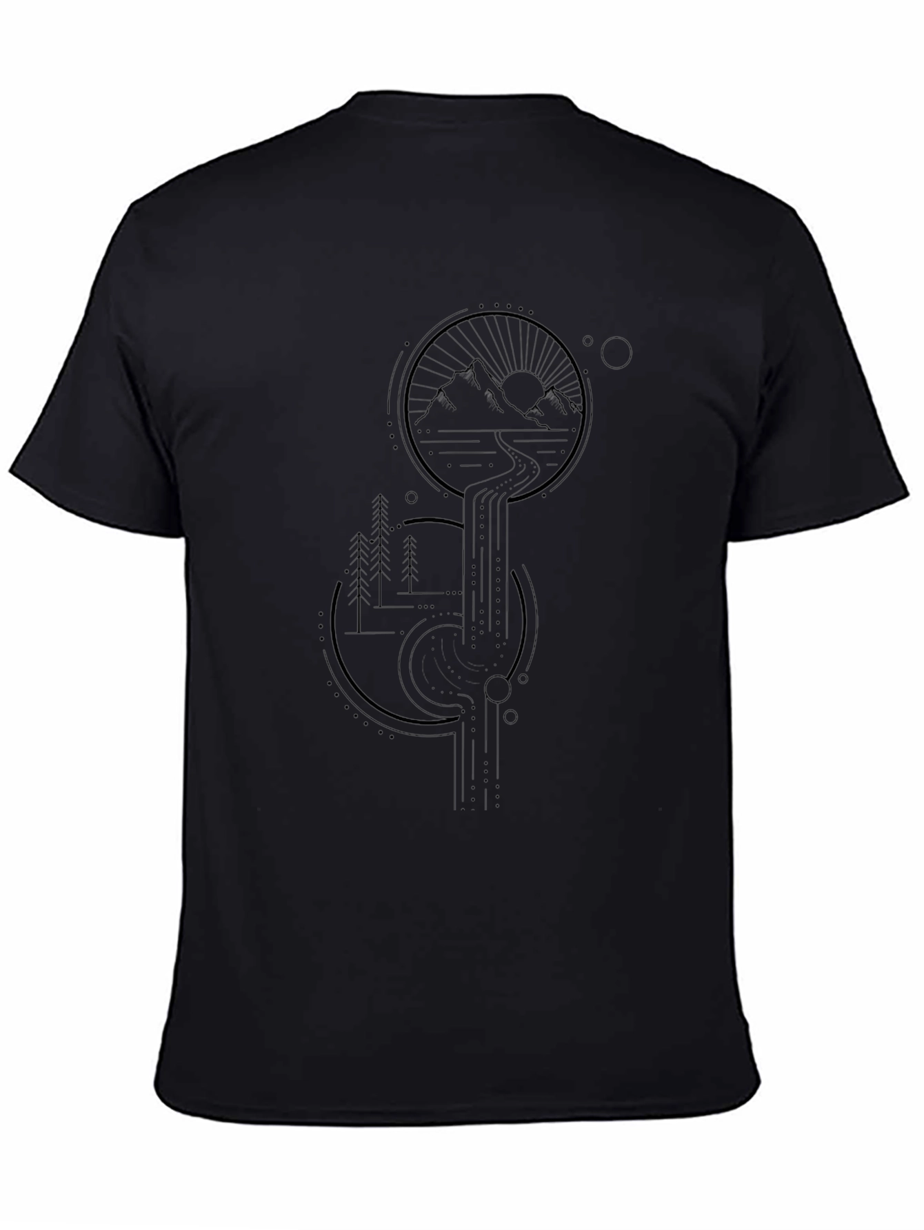 Geometric Mountainscape Black T-Shirt