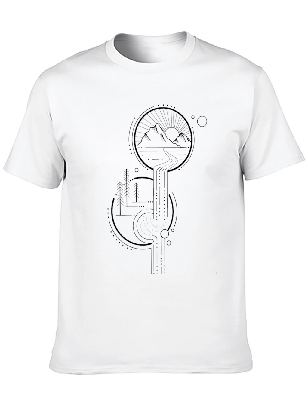 Geometric Mountainscape Black T-Shirt