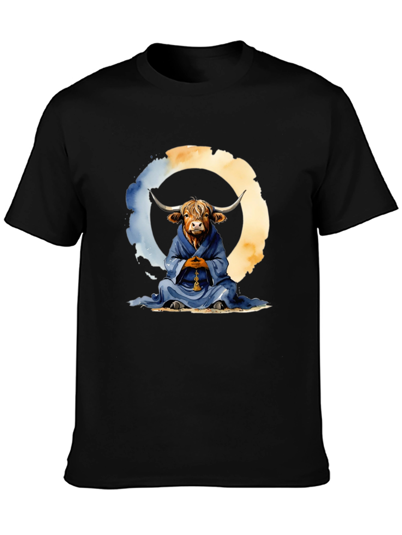 Meditating Highland Cow T-Shirt - Zen Bull Tee