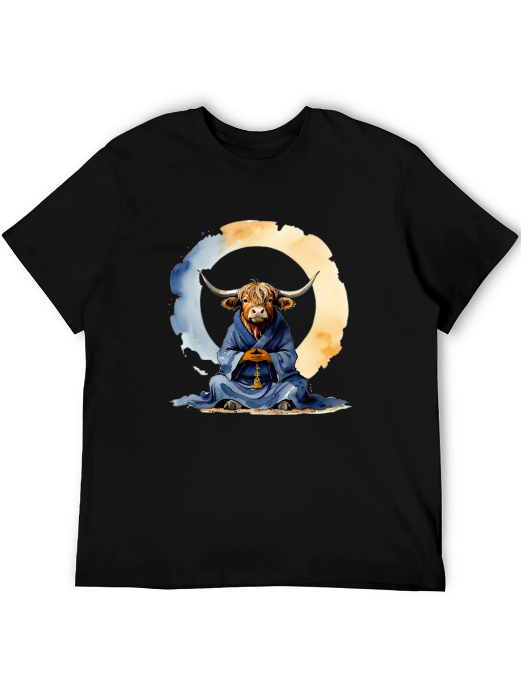 Meditating Highland Cow T-Shirt - Zen Bull Tee