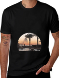 Black Palm Tree Fountain Graphic Tee