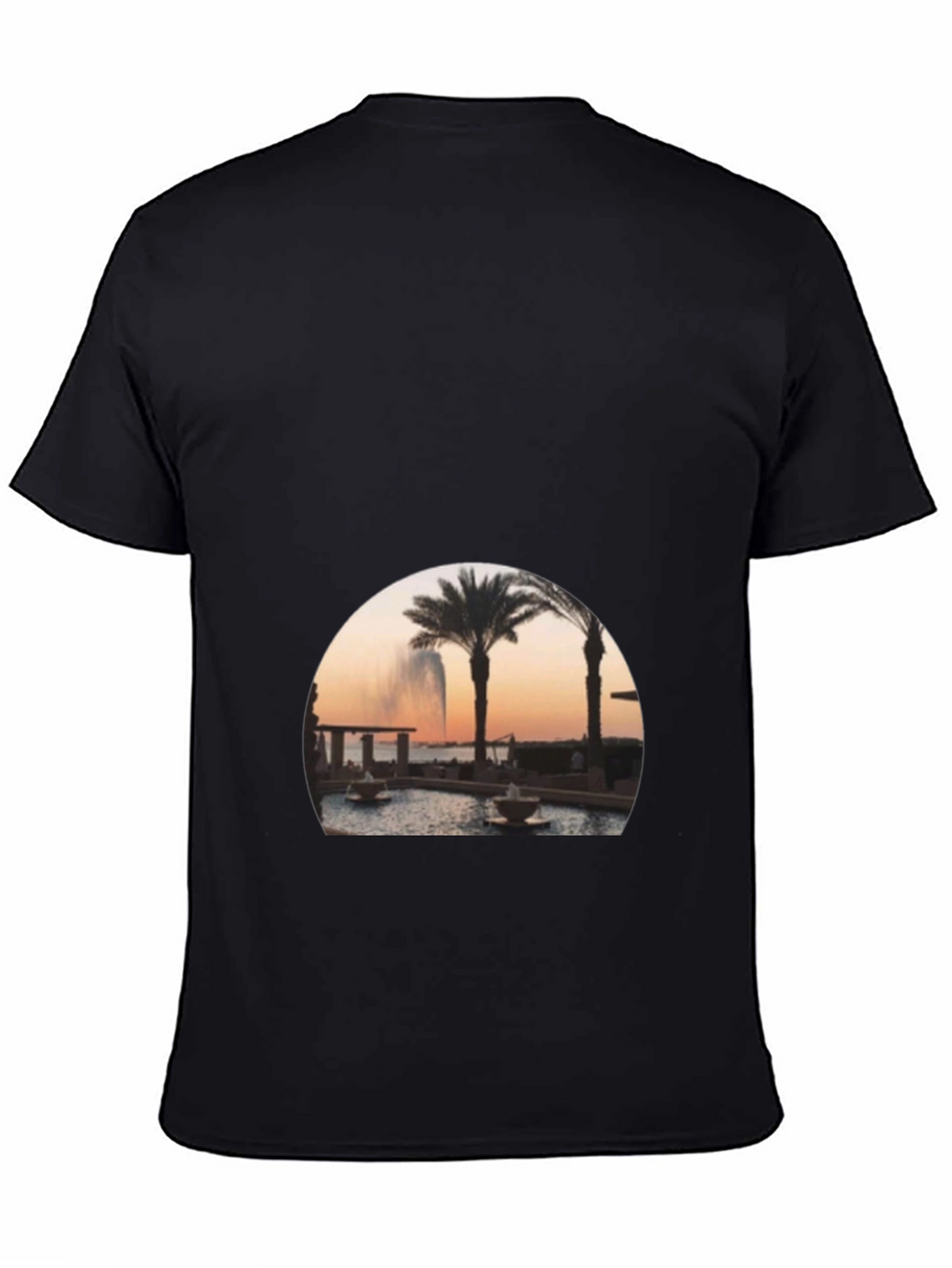 Black Palm Tree Fountain Graphic Tee