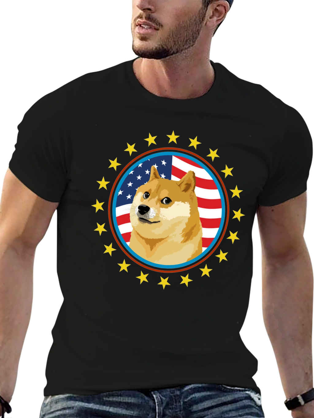Doge Meme American Flag T-Shirt
