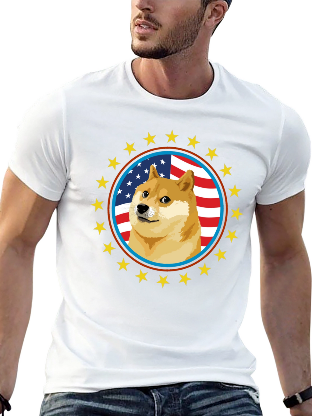 Doge Meme American Flag T-Shirt