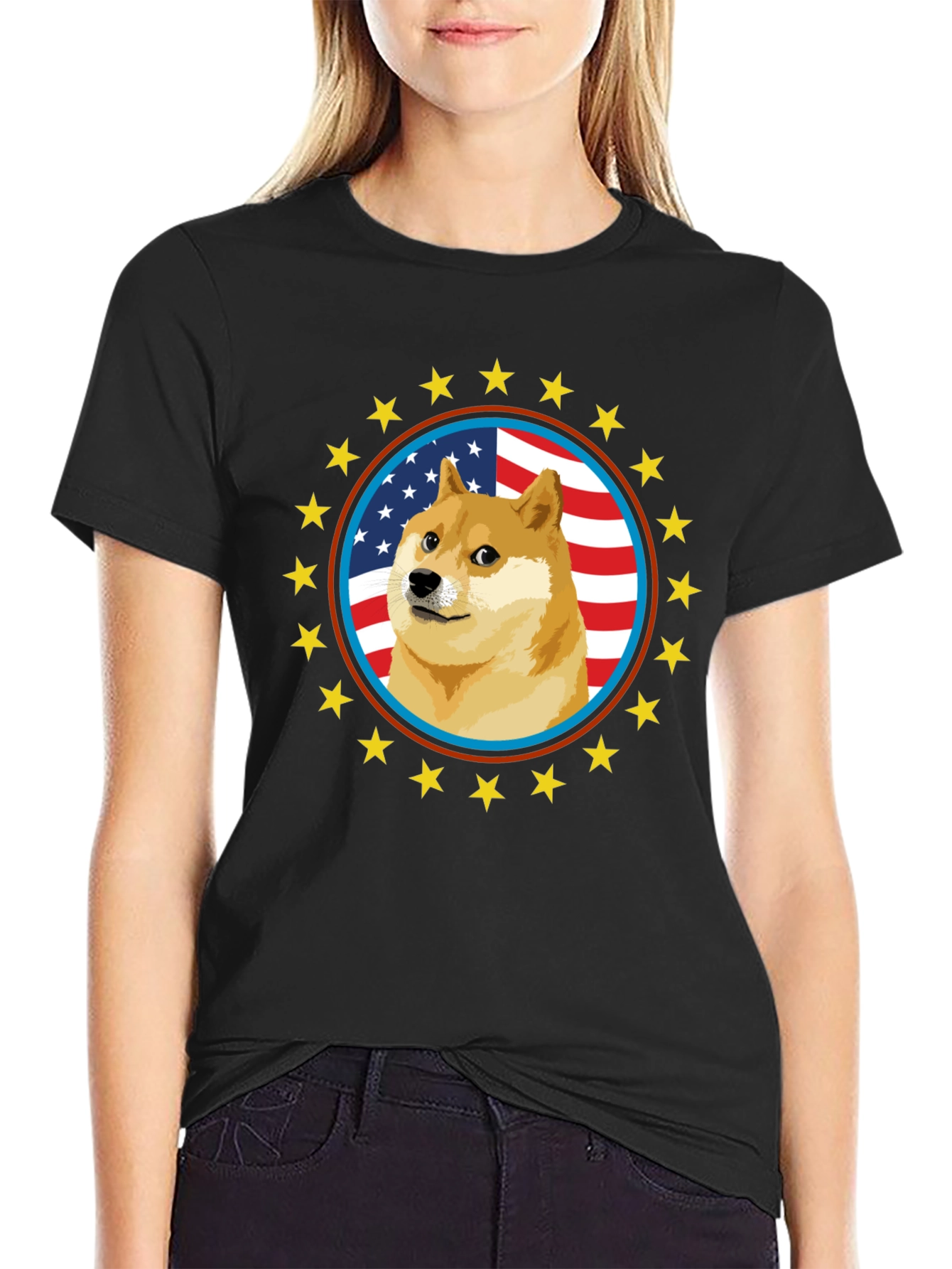 Doge Meme American Flag T-Shirt