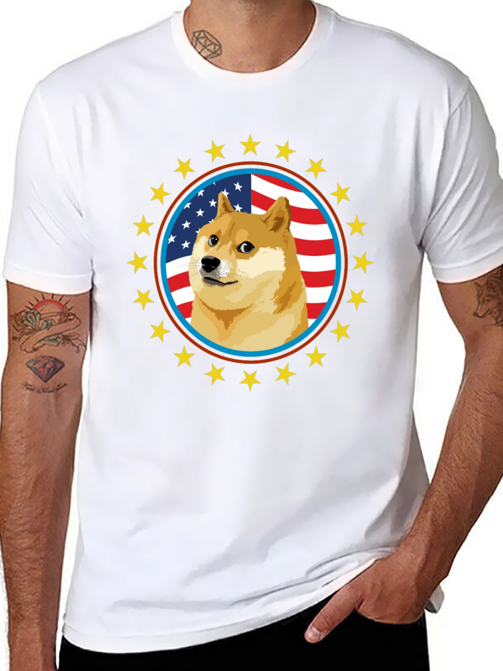 Doge Meme American Flag T-Shirt