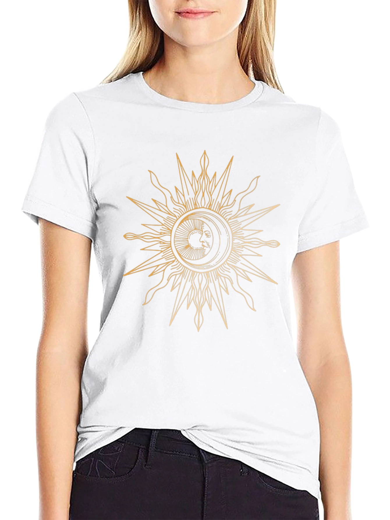 Sun and Moon Graphic Black T-Shirt