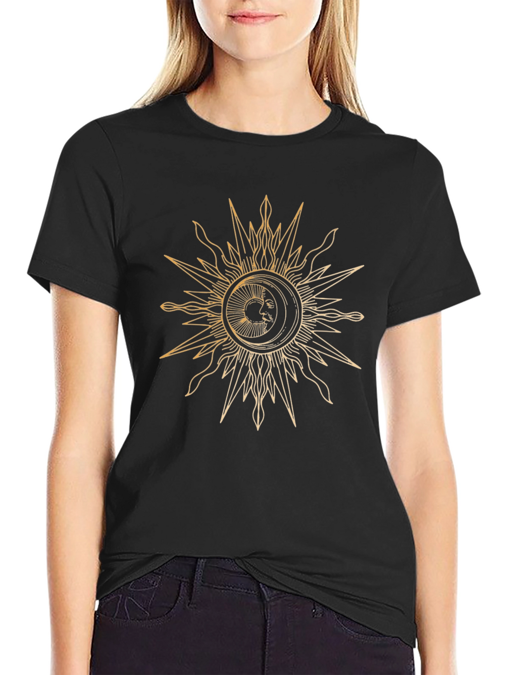 Sun and Moon Graphic Black T-Shirt