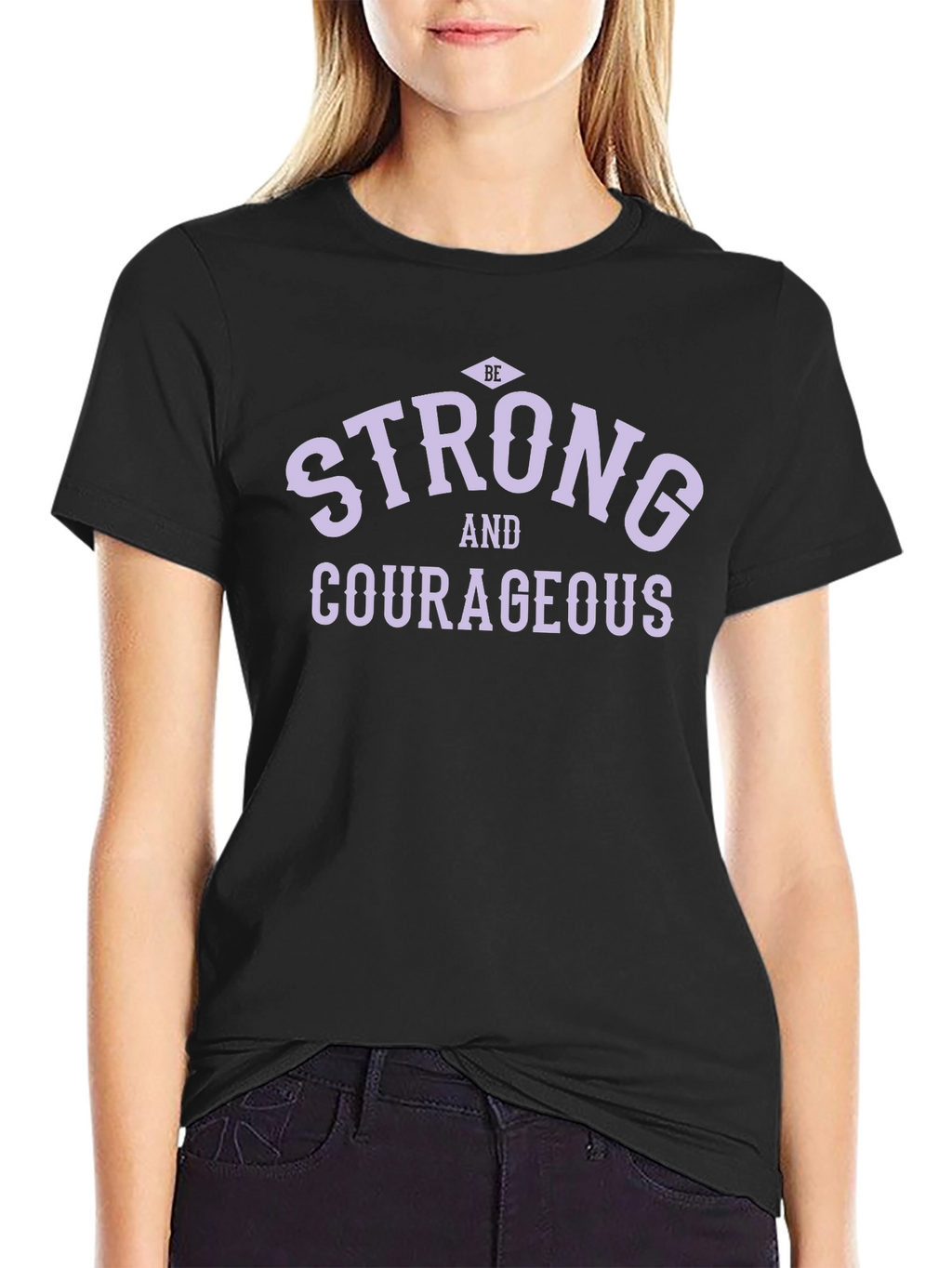 Be Strong and Courageous Black Graphic T-Shirt