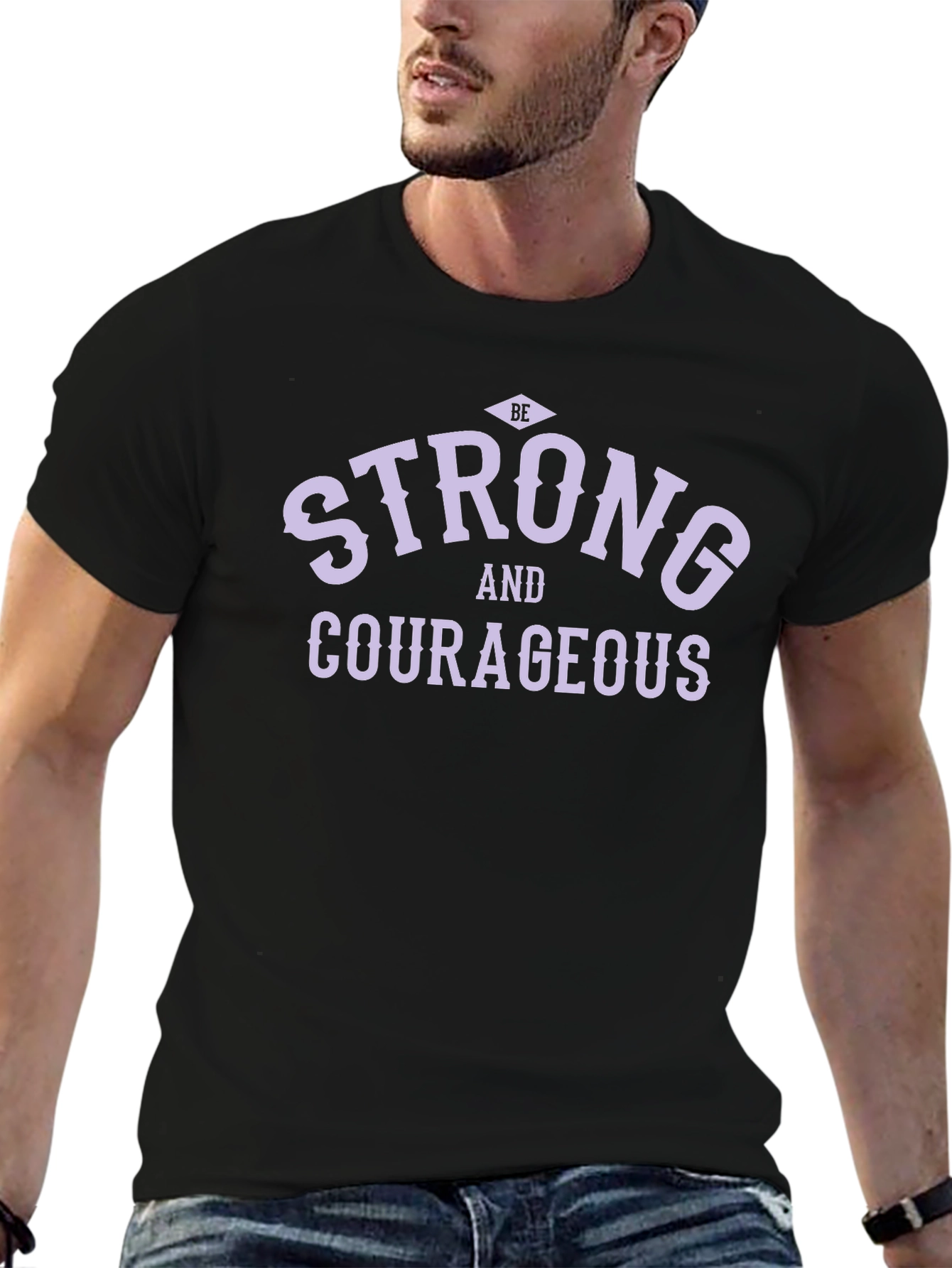 Be Strong and Courageous Black Graphic T-Shirt
