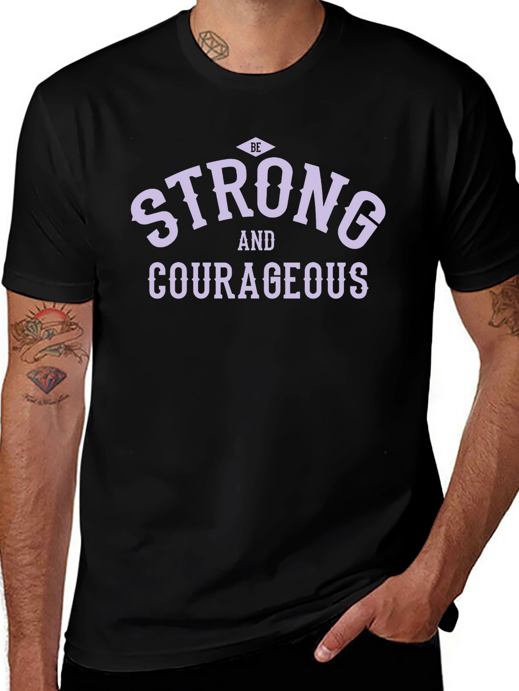 Be Strong and Courageous Black Graphic T-Shirt