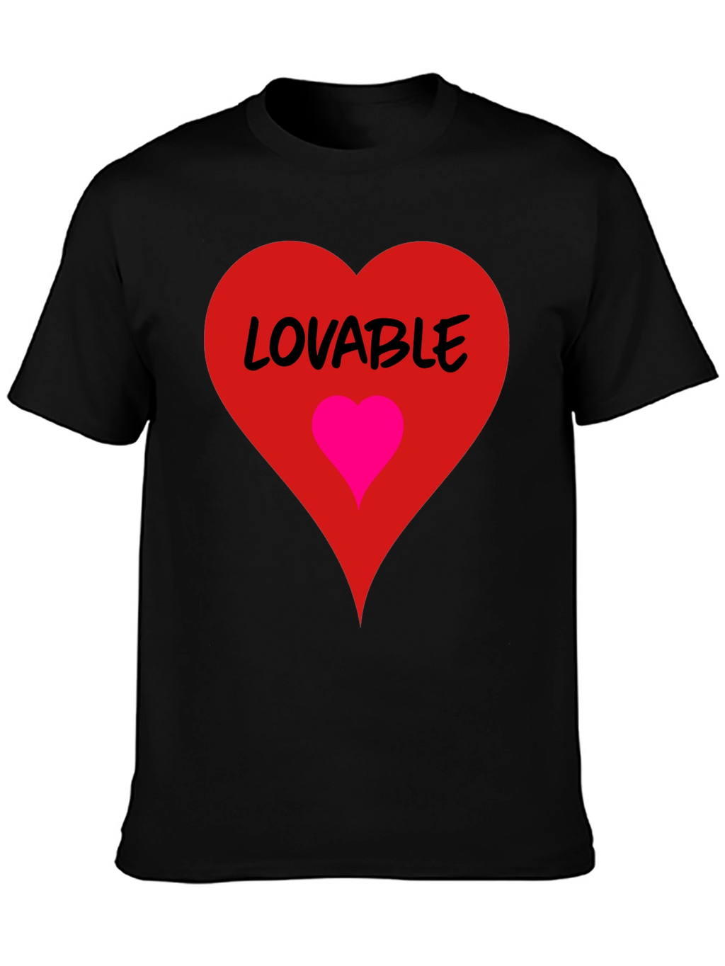 Lovable Heart Graphic Tee - Black Cotton Blend