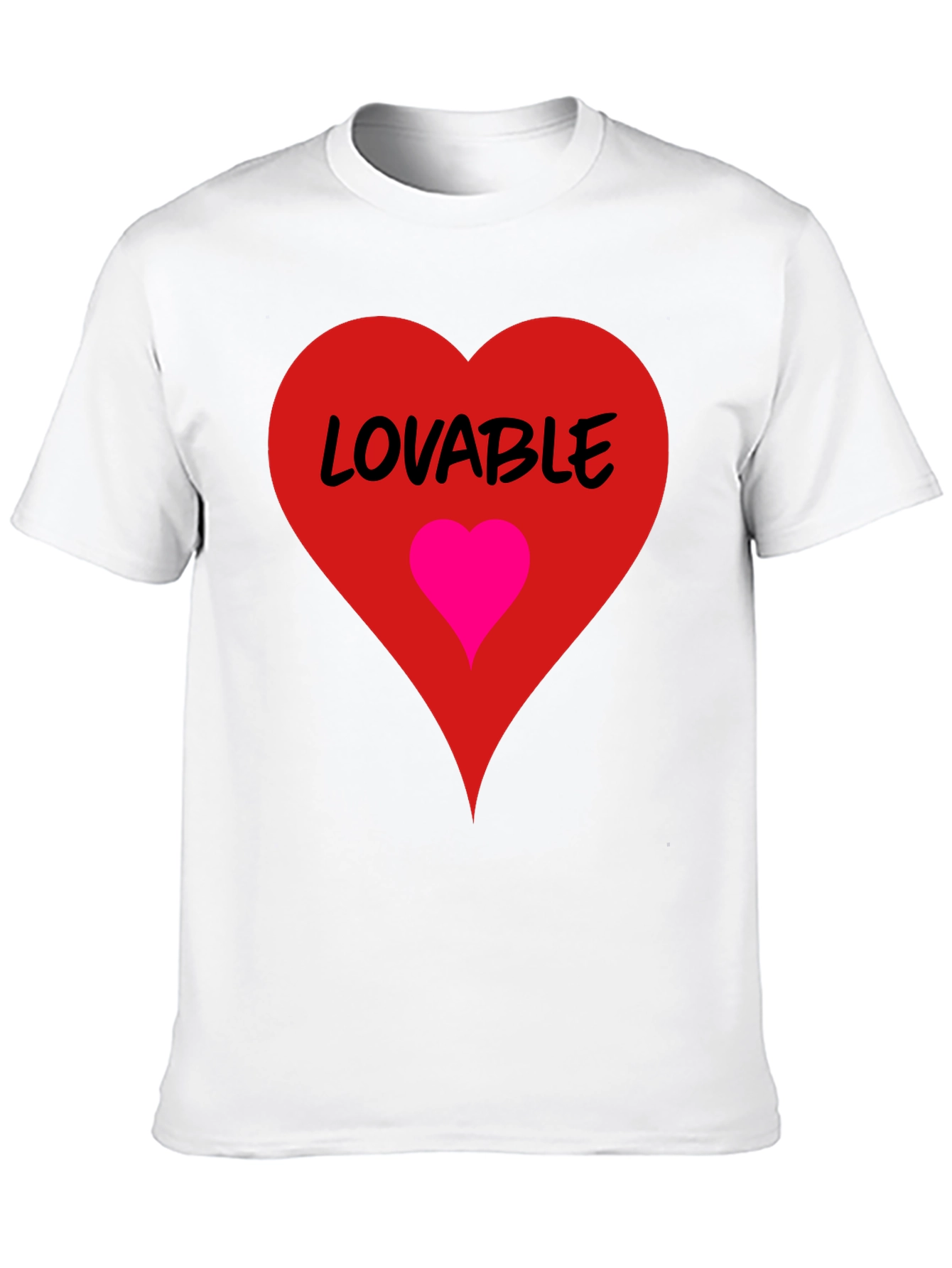 Lovable Heart Graphic Tee - Black Cotton Blend
