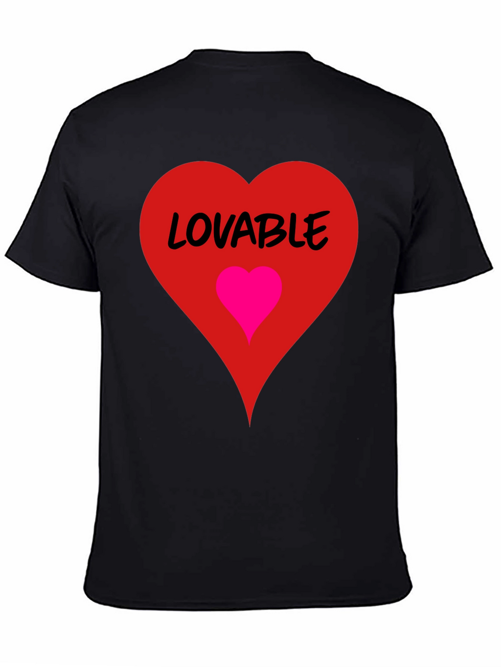 Lovable Heart Graphic Tee - Black Cotton Blend